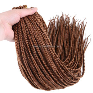 24 "22 mèches/paquet Ombre Gris Brun Blonde Pré Boucle Boîte Moyenne Tresses Cheveux Synthétiques Crochet Tresses - Product Image 1