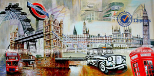 Décoration à <span class=keywords><strong>la</strong></span> maison moderne fait à <span class=keywords><strong>la</strong></span> main belles peintures de paysage de <span class=keywords><strong>la</strong></span> ville de Londres européenne - Product Image 2