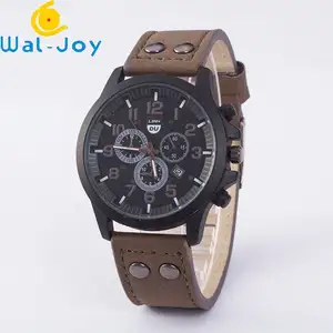 WJ-4723 Groothandel Mode Custom Logo Mannen Horloge Nieuwste Hoge Kwaliteit Met Kalender Sport Lederen Band Polshorloges Voor Mannen