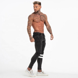 Gingtto taglie forti <span class=keywords><strong>Jeans</strong></span> <span class=keywords><strong>Jeans</strong></span> <span class=keywords><strong>Skinny</strong></span> Fit da <span class=keywords><strong>uomo</strong></span> Street Fashion nero con Logo Look in <span class=keywords><strong>vita</strong></span> - Product Image 3