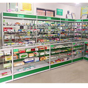 医療用キャビネット医療用ディスプレイラック薬局店カウンターデザインLED照明付き - Product Image 1