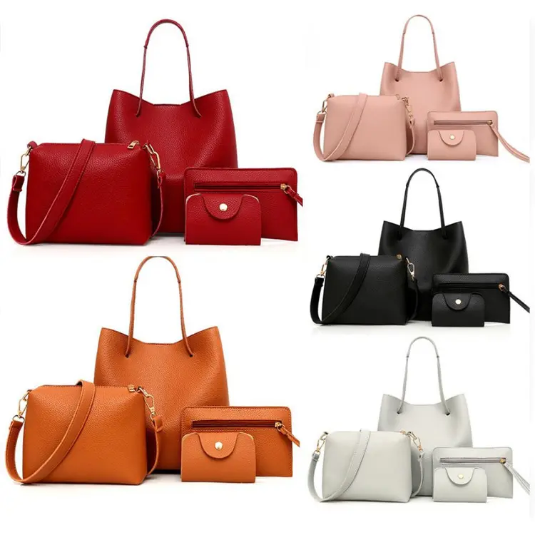 Personalizzato 4 pezzi Set borsa <span class=keywords><strong>Designer</strong></span> borsa per donna con buon prezzo di fabbrica in pelle