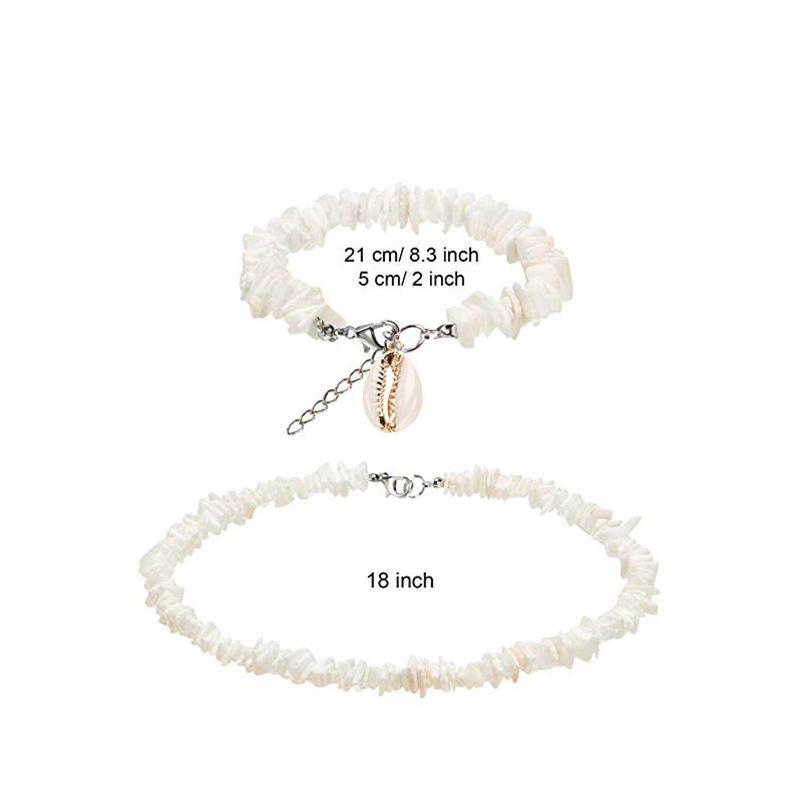 White Puka Shell Necklaces Pack - 4 Piece Hawaiian Surfer Beach Jewelry