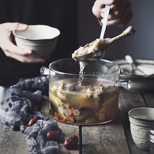 Marmite à soupe transparente en verre borosilicate de haute qualité, style américain, avec poignée et couvercle en verre, compatible gaz et induction, ensemble d'ustensiles de cuisson écologiques - Product Image 6