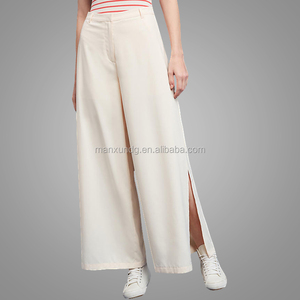 Venta caliente blanco hendidura lateral <span class=keywords><strong>pantalones</strong></span> para las mujeres, <span class=keywords><strong>pantalones</strong></span> piernas amplia nuevo estilo <span class=keywords><strong>pantalones</strong></span> de las señoras - Product Image 1