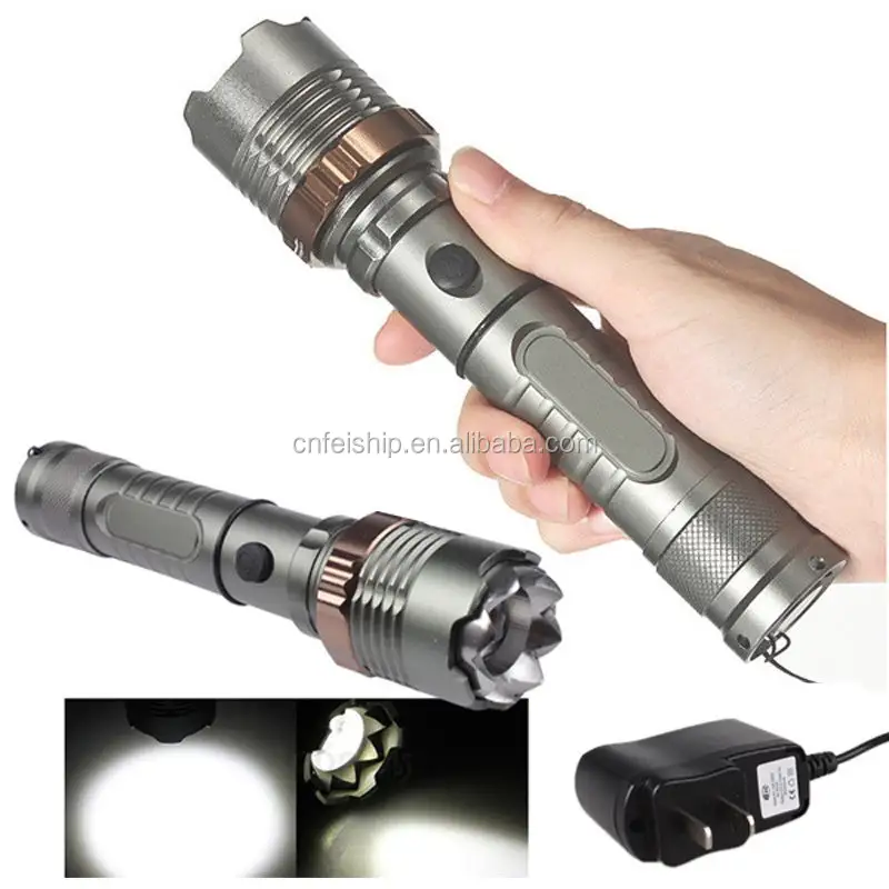 Aluminum Rechargeable Powerful Zoom t6 tactical flashlight