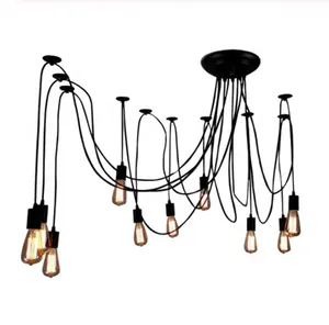 Hiện đại Bắc Âu Retro Ánh Sáng Edison Bóng Đèn Ánh Sáng Đèn Chùm Cổ Điển Loft Spider Cổ Trần Đèn Ánh Sáng Lịch Thi Đấu