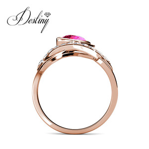 Anello con fiocco in fiore di moda <span class=keywords><strong>gioielli</strong></span> in argento 925 impreziosito da cristalli <span class=keywords><strong>Swarovski</strong></span> dasini colore rosa anello con disegno floreale - Product Image 5