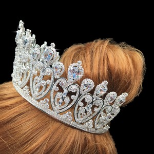 Echsio Fascino Cuore Trasparente Con Strass di Cristallo Corona Per La Regina Nuziale Diademi di Spettacolo Promenade Del Partito Del Regalo BC3676 - Product Image 5