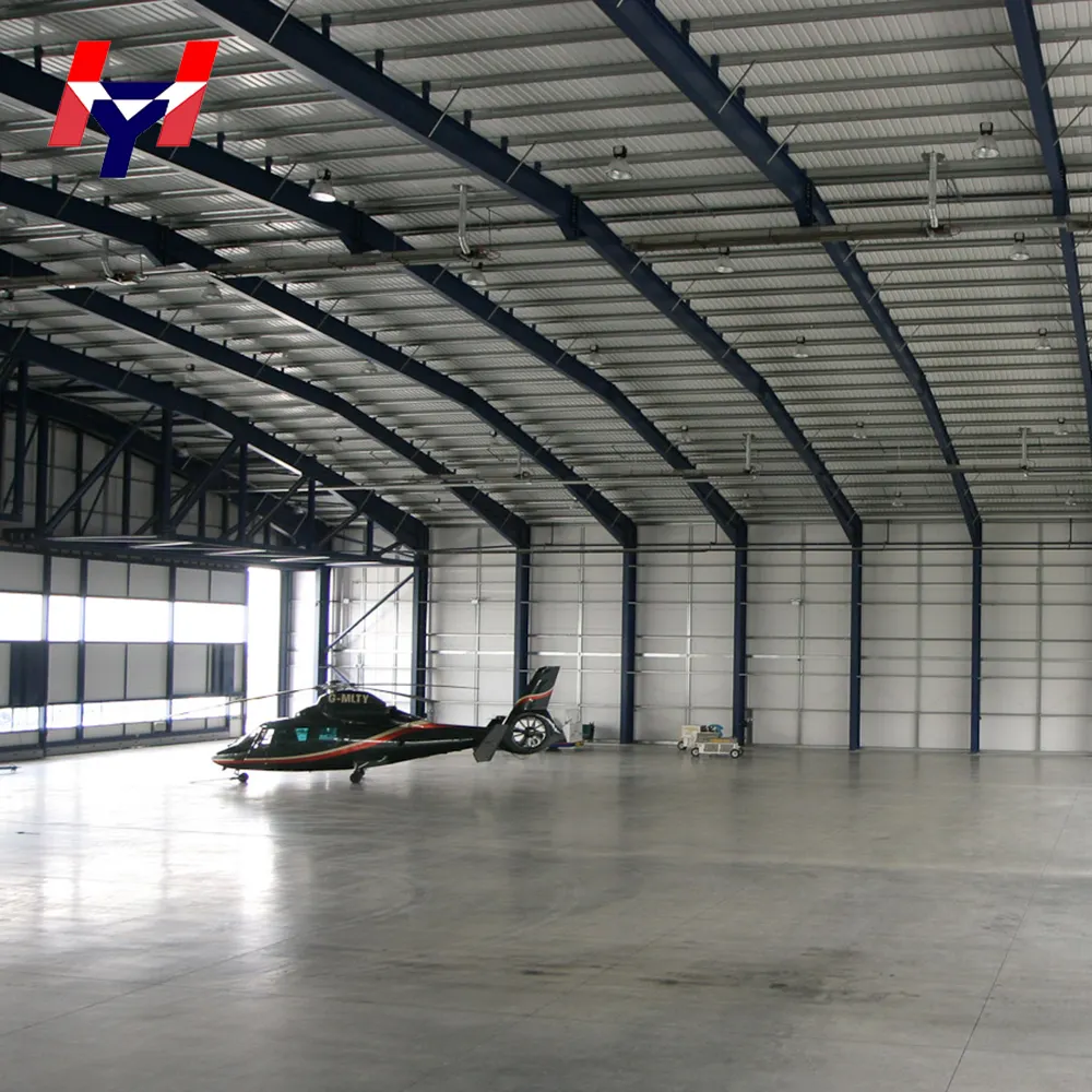 スペースメタル屋根板鉄骨構造のプレハブ航空機格納庫製造