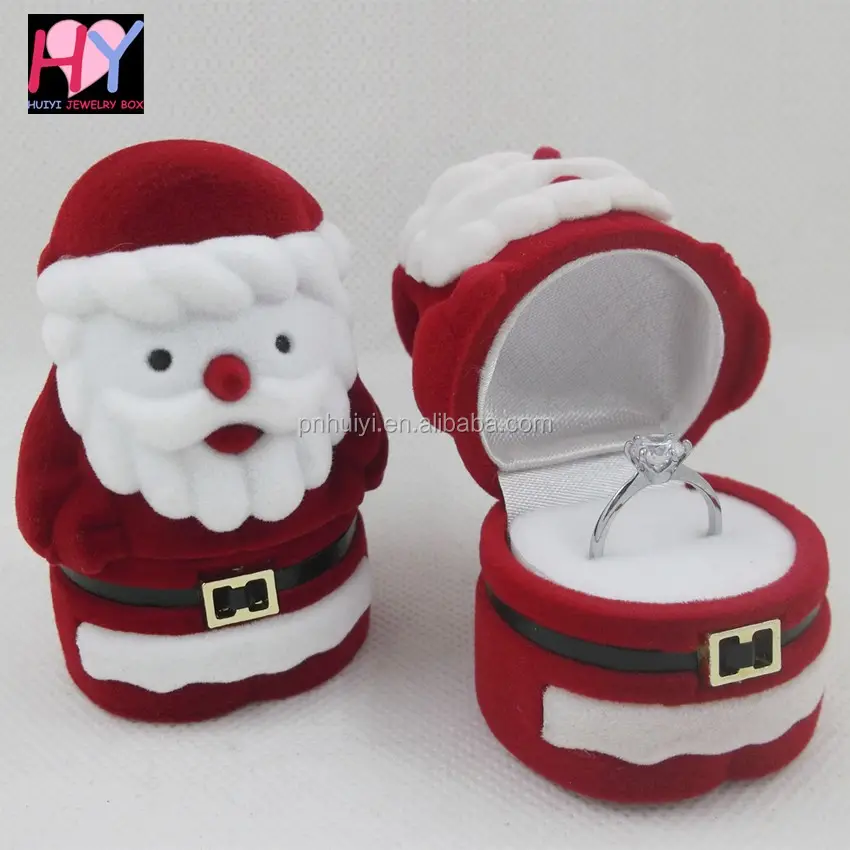 Fabriek productie Kerstman decoratieve kerst trinket doos sieraden ring box fluwelen doos sieraden verpakking