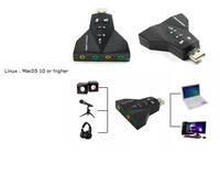 Carte son externe USB 3D 7.1 virtuelle Lane BS-12, double adaptateur audio USB vers 3,5 mm pour écouteurs et microphone, produit d'occasion