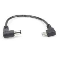 Micro USB macho de ángulo recto personalizado a 90 grados 5,5*2,1mm DC Jack macho adaptador de corriente conector de Cable para red de cámaras CCTV