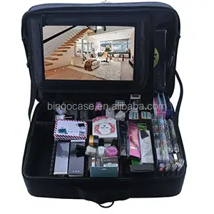 3 Layer Multi-Fungsional Profesional Makeup Kereta Kasus Besar Makeup Bag Organizer untuk Sikat Rambut Atlet Curling Putra Salon Kecantikan Kuku dengan