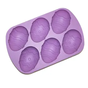 Molde de silicona en forma de huevo de Pascua, para pastel, muffins, pastelería, 6 tazas