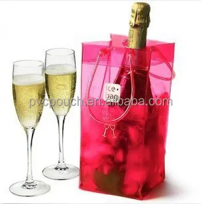 Hot pvc clear pouch with silver zipper cosmetic case Factory price 1L bottle sleeve plastic wine bags product for packing beer