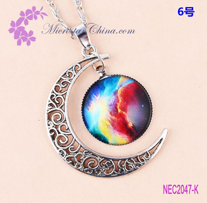 Joyería al por mayor Collar de Gargantilla Más Nuevo Cristal Precioso Colgante Cadena de Plata <span class=keywords><strong>Luna</strong></span> Galaxy - Product Image 6