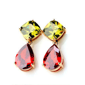 Teemi mayorista Mona Lisa18K Champange / oro rosa plateado Multicolor AAA circonio cúbico Mujeres Waterdrop cuelga los pendiente - Product Image 2