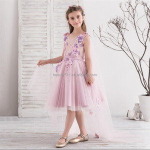 Vestido de Niña de las Flores Estilo Princesa, Vestido de Gala con Cola de Catedral, Vestido Infantil para Niñas Pequeñas, Vestidos de Niña de las Flores - Product Image 2