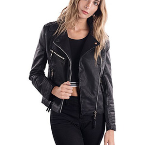 Commercio all'ingrosso Europeo Nero DELL'UNITÀ di elaborazione del Faux Moto <span class=keywords><strong>Giacca</strong></span> di Pelle Per Le Donne - Product Image 2