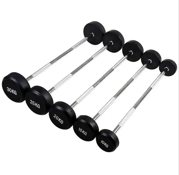 xinrui professional body building exercise trainer fitness accessories Fixed Straight&Curl Rubber Barbell