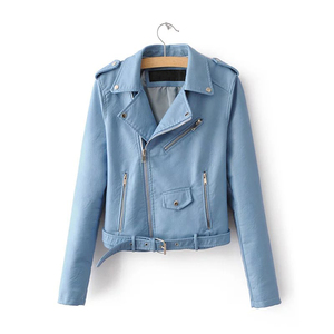 Women Short Faux Soft <strong>Leather</strong> <strong>Jacket</strong> Coat Casual <strong>Long</strong> Sleeve Zipper Motorcycle PU <strong>Leather</strong> <strong>Jacket</strong> Autumn Lady Bomber <strong>Jacket</strong> - Product Image 3