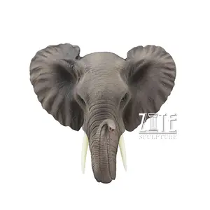 Wall decor fiberglass animal bust sculpture resin elephant head statue