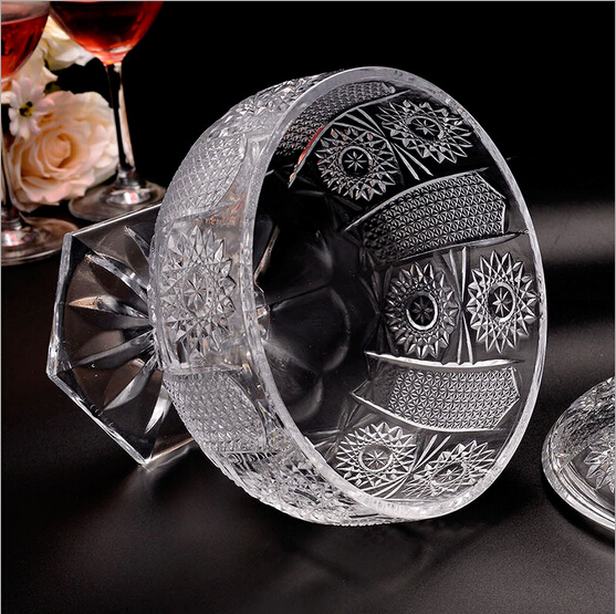 storage candy jar with lid clear Embossed pattern glass candy jar for food fruit