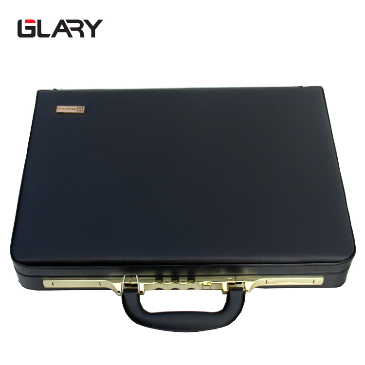 Лидер продаж 2020, Мужской Жесткий длинный вместительный черный портфель с золотистыми сторонами