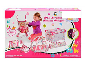 Set Deluxe 5-in-1 per <span class=keywords><strong>Bambole</strong></span>: <span class=keywords><strong>Passeggino</strong></span>, Culla, Tappetino da Gioco, Marsupio e Borsa da Viaggio per <span class=keywords><strong>Bambole</strong></span> Modellino Giocattolo - Product Image 4