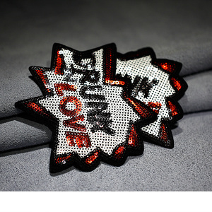カスタムデザイナーロゴレタースパンコール刺繍パッチシェニール花アップリケパッチ刺繍ビーズラインストーンパッチネームバッジ - Product Image 3