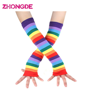 Custom Rainbow Stripe Fingerless Gloves <strong>Arm</strong> <strong>Warmer</strong> - Product Image 2