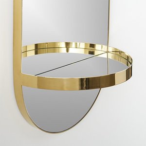 Caplet Oval Brass Khung Thép Không Gỉ Gương Với Nửa Vòng Tròn Kệ Vanity Gương Tường - Product Image 5