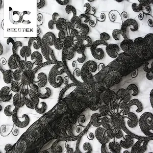 black french embroidered voile lace fabric for dress