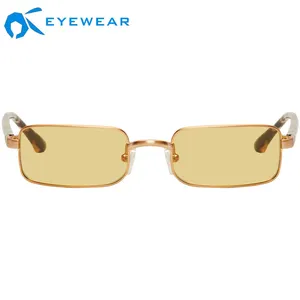 Paslanmaz çelik güneş gözlüğü erkek moda özel etiket kare güneş gözlüğü