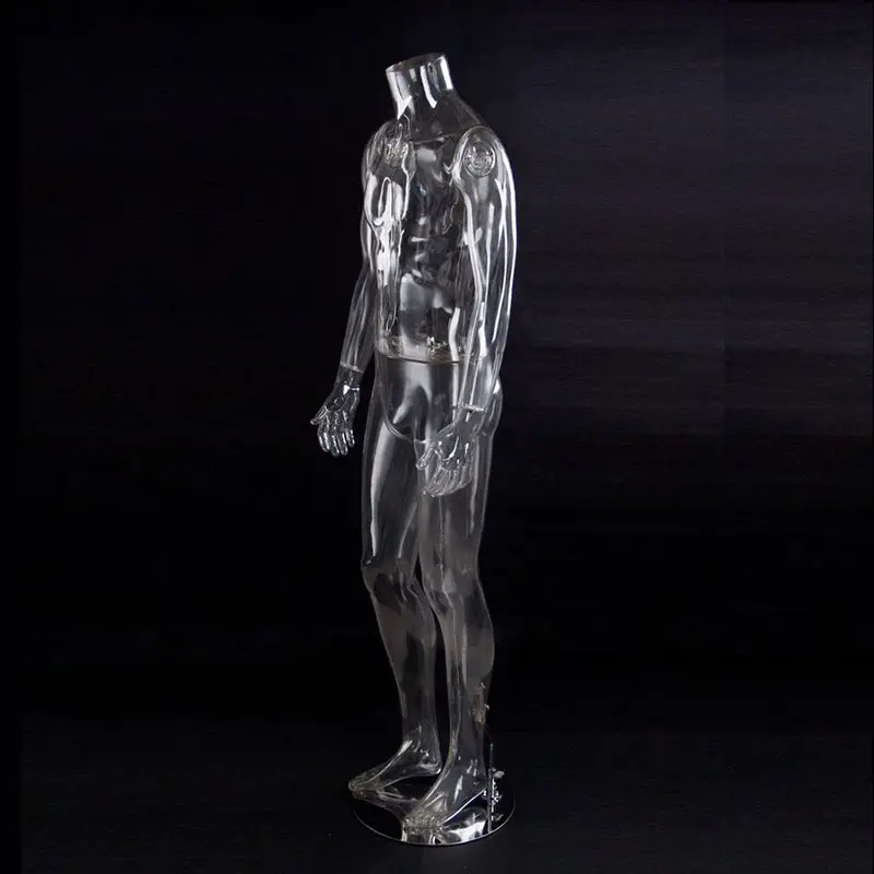 XINJI fashion plastic abs transparent 3D Model headless male manikin clear full body mannequin