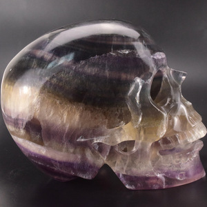 Natural fluorita cristal piedra cráneo hecho a mano que talla el cráneo para la decoración casera - Product Image 4
