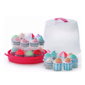 Gâteau Outils LFGB De Qualité Alimentaire et SANS BPA Cupcake Boîte de Transport 3 Couches Porte-Cupcake Avec <span class=keywords><strong>Support</strong></span> - Product Image 1