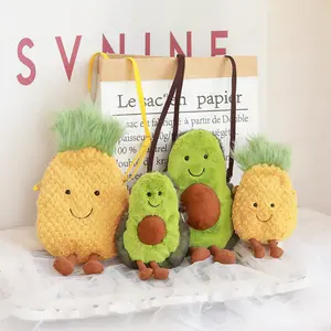 New Toy Arrivals Custom Mini Cute Avocado Pineapple Plush Toy Bag Coin Purse Wallet For Kids Girls