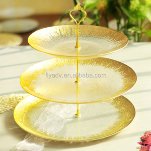 Platos <span class=keywords><strong>de</strong></span> vidrio decorativos con lámina <span class=keywords><strong>de</strong></span> oro al por mayor, platos con borde dorado, soporte redondo <span class=keywords><strong>de</strong></span> 3 niveles para tartas con cepillo <span class=keywords><strong>de</strong></span> <span class=keywords><strong>acero</strong></span> <span class=keywords><strong>inoxidable</strong></span> - Product Image 3