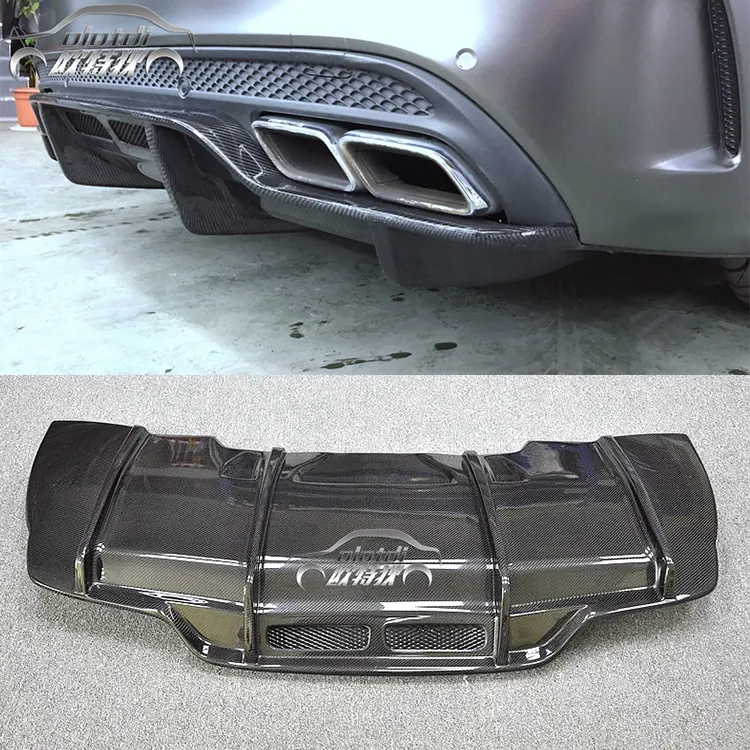 PSM Style Carbon Fiber Hecks toß stange Lippen flossen Spoiler Splitter Diffusor für Mercedes Benz C Klasse W205 C63