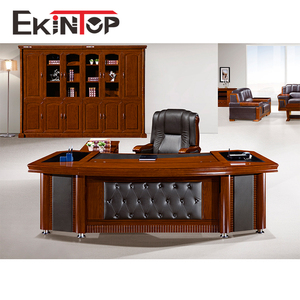 Ekintop Managing Directors Office Furniture Design <strong>Solid</strong> <strong>Wood</strong> Executive <strong>Desk</strong> With Paper Veneer Finished - Product Image 2