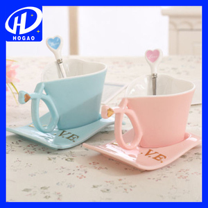 Blanco Azul Rosa <span class=keywords><strong>En</strong></span> Forma de Corazón Creativo De Cerámica taza de Café Taza de Leche Taza Del Regalo 120 ML - Product Image 2