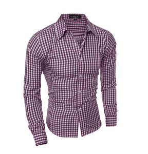 Camisas de celosía informales para <span class=keywords><strong>hombre</strong></span>, <span class=keywords><strong>camisa</strong></span> a <span class=keywords><strong>cuadros</strong></span> de manga larga con cuello en V, venta al por mayor - Product Image 3