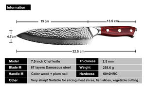 Couteau de <span class=keywords><strong>chef</strong></span> forgé à la main en acier Damas japonais, martelé, pour couper la viande en tranches, couteau de cuisine professionnel, logo personnalisé, emballage - Product Image 3