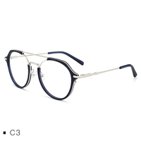 Monturas de Gafas de Acetato y Metal de Diseño de Lujo de Moda 2024, Monturas de Gafas Ópticas Italianas, Gafas con Filtro de Luz Azul