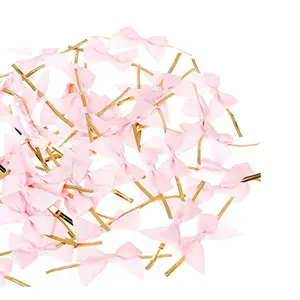 Pink Small Ribbon Bows with Wire Twist Tie For Candy Bag Packing