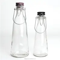 Vidro vintage vazio frascos de leite transparentes, com prendedor superior 500ml 1000ml