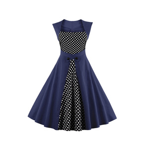2017 donna europea e americana di grandi dimensioni ha colpito il colletto colorato vestito sottile e sottile abiti da festa a buon mercato - Product Image 4