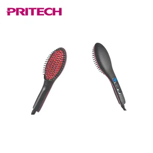 PRITECH Новый Дизайн Электрический ЖК-дисплей силиконовая головка керамический утюжок для выпрямления волос щетка, расческа для выпрямления волос, щетка